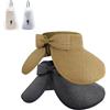 Andiker Cappello di paglia con visiera e tesa larga per le donne Cappello pieghevole da spiaggia con coda di cavallo e sacchetto per l'estate