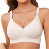 Xnova Donna Reggiseno Senza Ferretto con Cuscinetti, Stretch Leggero Reggiseni di Base Spalline Regolabili Senza Schienale, Comfort Intimo Bralette Invisibile Elasticizzato (Bianco, XL)