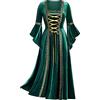Generic Costume Medievale da Donna, Stile Rinascimentale, Vintage, a Tunica, Gotico, in Velluto, Stile Irlandese, Taglie Forti, a Vita Alta, Maxi Abito da Principessa, Abito Principessa, Costume