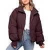Generico Giubbotto Donna Invernale Piumino Giacca Trapuntata Autunnale Mezza Stagione Giubbino Oversize Bomber Jacket Corto Capispalla Colletto Rialzato Con Tasche Caldo e Rilassato Abbigliamento