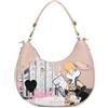 Braccialini Cartoline Lt Borsa hobo con manico singolo e tracolla removibile per una doppia portabilità. La silhouette arrotondata è arricchita da una vivace stampa ispirata a Milano, con Lola Bunny