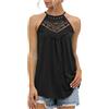 PRJN Top senza maniche da donna Maglietta da donna girocollo Top in pizzo Camicetta con scollo all'americana Magliette camicette estive morbide Maglietta a tinta unita Top casual con scollo all'americana