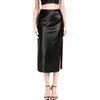 BALAYSIER Gonna in Raso da Donna con Spacco Laterale Gonna Midi Cintura Elastica Nascosta(Nero,L)