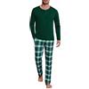 Uniexcosm Pigiama Uomo Lungo in Cotone con Pantaloni a Quadri | 95% o 65% cotone, collo serafino con 3 bottoni, taschino, maniche lunghe, pantaloni scozzesi, vita elastica e tasche