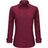 Stamain Camicia Donna Manica Lunga No Stiro Blusa Elegante Regular Fit Camicetta Classica per Ufficio Lavoro Cerimonia vestibilità Comoda Borgogna S