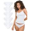 mimosso Slip da donna con pizzo in cotone biologico, confezione da 5, morbidi e invisibili, biancheria intima comoda per tutti i giorni (taglie S-2XL), bianco, L