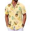 COOFANDY Camicie Hawaiane da Uomo Camicia Estiva a Maniche Corte Leggera con Ananas Camicia con Bottoni per Le Feste Ananas Giallo XL