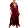 YouKD - Abito lungo in cotone floreale estivo, caftano bohémien stile kimono, copricostume da spiaggia, maxi vestito da donna, Rosso D, Taglia unica