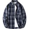 LinRim Camicia da uomo, a quadretti, vestibilità normale, a maniche lunghe, per il tempo libero, in flanella, da lavoro, a quadri, con tasca sul petto, a quadri, Blu marino, XXL