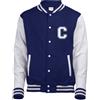 Edward Sinclair Giubbotto da baseball per adulti, personalizzabile, con iniziale SOLO sul davanti. Navy & Grey Sleeves L