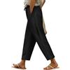 PASUDA Pantaloni Donna Estivi 7/8 Leggeri Larghi Comodi Cotone Pantalone Elastico Vita Alta Casual Elegante Pantaloni da Lavoro Gamba Dritta Spiaggia Pantalone con Tasche(Nero,M)