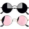 Joopin Occhiali da Sole Polarizzati Rotondi Vintage Uomo Donna 2 Paia | Retro Piccoli Tondi Montatura Metallo Sottile Specchio Occhiali Protezione UV400