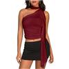 ROFUSSO Top da Donna con Spalle Scoperte Top Estivi Senza Maniche Y2K Canotta Estiva Slim Fit Tops Carino da Discoteca(Bordeaux,L)