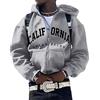 ORANDESIGNE Felpa con Cappuccio con Lettere Stampa da Uomo Manica Lunga Hip Hop Pullover con Zip per Coppie Giacche Casual Felpa Gotico Harajuku Ragazzi Adolescenti Streetwear C Grigio Chiaro S