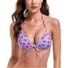 RELLECIGA Costume Donna Top a Triangolo Push up Morbido con Laccetti Raspberry L