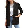 YAOTT Giacca Ecopelle Donna Blazer Basic con Risvolto Manica Lunga Cappotto Corta in Pelle PU Autunno Tasca Giacca Casual in Similpelle Tinta Unita Giacca a Vento Corta Vintage Giubbotto