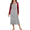 Ekouaer Camicia da Notte Donna Manica Lunga Invernale Girocollo Stampato Camicia da Notte Lunga Morbida e Leggera, Grigio e Rosso, S