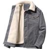 Juneyou Giacca da uomo in velluto a coste con colletto rialzato, foderato in sherpa, caldo cappotto con tasche