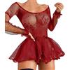 Generico Lingerie Donna Hard Completino Sexydonna Hard Camicia Da Notte Sexy Intimo Natale Body Aperto Sotto Rosso Trasparente Completo Hot X Sesso Halloween Vestitino Corto Seducente Xl Slip Curvy Vestaglia