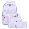 ODOKEI Zaino Arcobaleno Scuola Superiore Ragazza USB Set Zaini Scuola Media Donna Daypack Backpack Zaino Scuola Liceo Zainetto Scuola Medie Ragazze Ragazzo Zainetti Scuola PC Libri Università Teenager Rosa