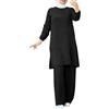 Generic Abiti musulmani da donna tuta musulmana a due pezzi top a maniche lunghe pantaloni a gamba larga Set Abaya Loose Fit camicia vestito Dubai Outfit Turchia Set di preghiera islamica Abito islamico Abaya
