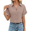 heekpek Camicia Donna Estiva Camicetta Manica Corta Elegante Blusa Scollo a V Top Maniche a Pipistrello con Bottoni Maglietta Classico Tinta Unita Moda Casual Lavoro Shirt (Marrone caffè, XXL)