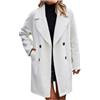 Generico Trench Pile da Donna con Bottoni Taglie Forti Casual Cappotto Lungo Tinta Unita Giubbotto Slim Fit Outdoor Giacca Invernale Maniche Lunghe con Tasche Parka Invernale Elegante Moda Giacche Donnas