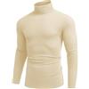 COOFANDY Maglione a Collo Alto Uomo Camicia a Maniche Lunghe T-Shirt Leggera Pullover Slim Fit Beige L