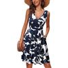 XIVISTO Vestito Donna Casual Mini Abito Estivo Floreale Vestiti Senza Maniche Scollo a V Elegante Abiti Mare da Spiaggia con Tasche