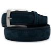 Emila Cintura uomo blu tela e camoscio cinta artigianale sportiva casual 3,5 cm con inserto scamosciato per jeans da ragazzo con fibbia made in italy belt classica 115 Vera Pelle Blu