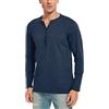 WAZZAP Maglietta Uomo Manica Lunga Henley Scollo a V Fit T-Shirt Casual con Bottoni