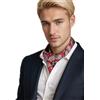 Prettystern Cravatta Ascot Uomo in 100% Seta - Sciarpa Elegante a Due Strati Lavallière da Business e Cerimonia Rosso Paisley