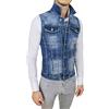 Evoga Giubbotto Smanicato di Jeans Uomo Blu Denim Cardigan Gilet Giacca Casual
