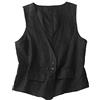 PAIDAXING Gilet da donna in cotone e lino, vestibilità ampia, senza maniche, blazer cardigan con tasche, casual, scollo a V, con bottoni, giacca gilet da abito, leggero, tinta unita, estivo, Nero , XL