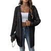 LIUYUYOUGO Cardigan Donna Elegante Giacca da Donna in Maglia Cardigan Estivo Leggero Cardigans A Maniche Lunghe Kimono Traforato Copricostume Oversize per La Spiaggia per Tutti I Giorni Nero Taglia