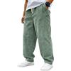 Onsoyours Pantaloni in Velluto a Coste da Uomo a Gamba Larga Pantalone con Tasche e Elastico in Vita