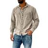 Genérico Camicia di Jeans Uomo Manica Lunga Vintage Giacca Casual Denim Camicie Uomo Oversize Giacca Camicia Elegante Manica Lunga Retro, Kaki, XXXL