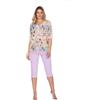 e.Femme® Pigiama da donna Monika 1095 in cotone e modal, manica 1/2, pantaloni capri, 48
