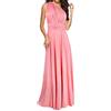 ShallGood Donna Vestito Lunghe Senza Schienale Scollo a V Senza Maniche Vestito da Sera Elegante Damigella d'Onore Multiway Formale Banchetto Maxi Abiti Rosa IT 40