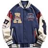 Vagbalena Giacca da College College College da Baseball impiombata con Lettera Y2K da Uomo Giacca da Campus Unisex Giacca da Baseball da Motociclista Casual dalla vestibilità Regolare (Blu,M)