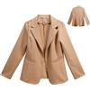 YYNUDA Blazer, giacca da donna leggera, da lavoro, elegante, maniche a 3/4, business, casual, tinta unita, con orlo arrotondato, giacca per feste e matrimoni, cachi, M