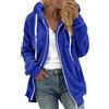Generico Pail Donna Felpa Lunga Donna Giacca Montagna Maglione Con Cappuccio Tinta Unita Da Taglie Forti In Caldo Pile Di Lana Con Cerniera. Felpa Pile Zip Blue Xxl