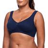 frugue Reggiseno Senza Ferretto Cotone 100% Taglie Forti Contenitivo Donna Blu Navy IT 3D