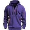 MEDUOLA Uomo Felpa con Cappuccio Felpa con Zip Ragazzi e Uomini Felpa con Zip Tasca Multifunzionale Felpa con Cappuccio Jogging Pullover 4XL,Viola