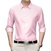 WOLONG Camicia da uomo a maniche lunghe slim fit elastico traspirante no stiro, Rosa 1, L