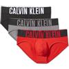 Calvin Klein Slip da Uomo Intense Power, Confezione da 3, Nero, Grigio Cielo, Rosso Pompeiano, Medium