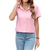 Stamain Camicia Donna Estiva Rosa Bluse Ufficio Camicette Donna Manica Corta Leggera Blusa Eleganti 3XL