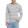 KUYIGO Maglietta da Uomo a Maniche Lunghe a Righe in Cotone Classico Girocollo alla Moda Giovane, Grigio e Bianco, M