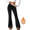 Onsoyours Leggins Termici Donna Foderati in Pile Pantaloni Invernali Zampa Flared Leggings Felpati Caldo a Vita Alta B Nero XS