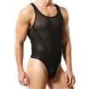 ABAFIP Body da uomo in rete senza maniche canottiera trasparente tuta fitness mankini tuta, nero, XL